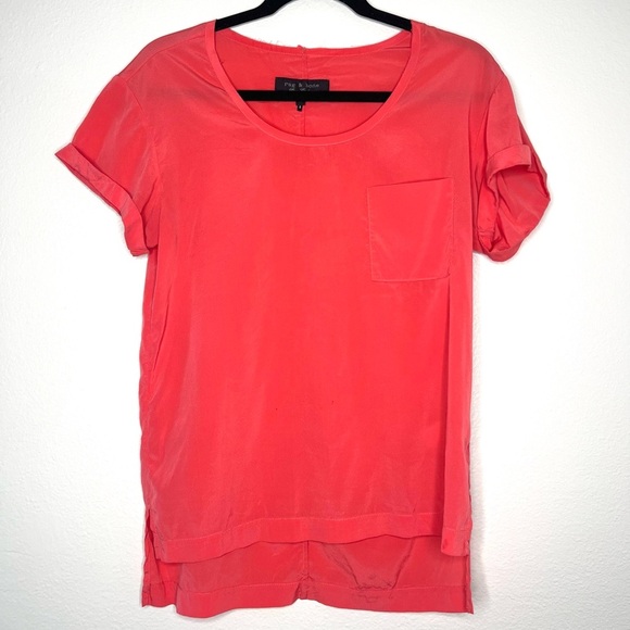 Rag and Bone store exclusive orange Silk t shirt XS #19 - Picture 1 of 7
